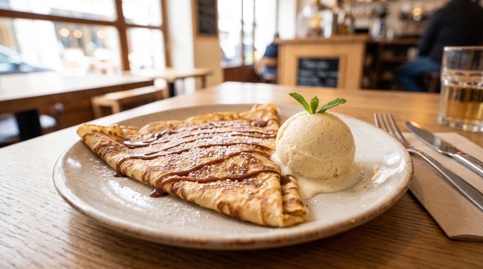 Crêpe Nature et boule de glace au choix
